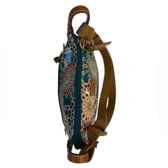 Fossil Whimsical medallion Pattern Crossbody Bag Coated Fabric w/ Canvas Strap - Picture 9 of 16